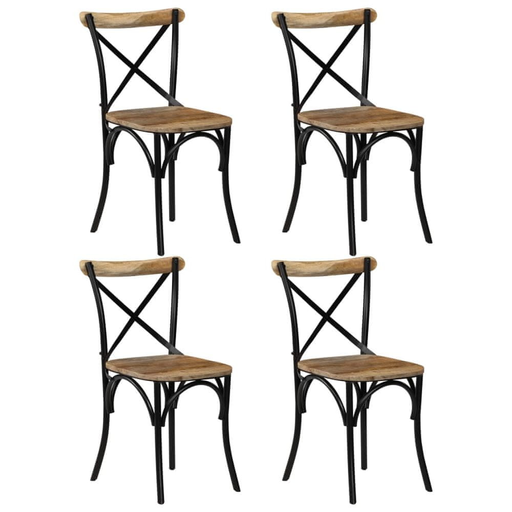 Petromila vidaXL Jedálenské stoličky s krížovým operadlom 4 ks čierne mangovníkové drevo